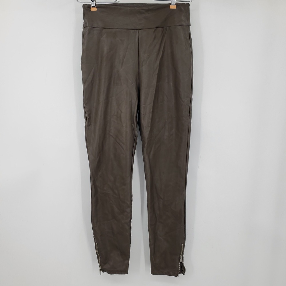 Abercrombie & Fitch Brown Vegan Leather Ankle Zip Leggings Medium Y2K Grunge